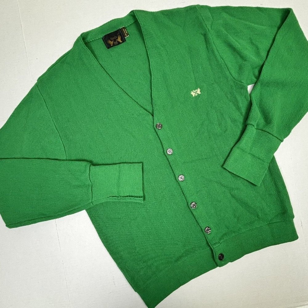 VTG 70s HANDS OFF Knit Cardigan Men’s Medium Grandpa Grunge Cobain 90s EUC